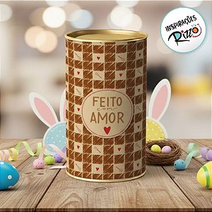 Lata Rigida para Ovos de 500g - Feito com Amor - Marrom - 12,5 x 22cm - 1 unidade - Cromus - Rizzo