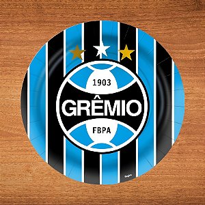 Prato de Papel Redondo - Grêmio - 18x18cm - 8 unidades - Regina - Rizzo