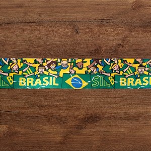 Fita de Cetim 4cmx10m - Torcedores Brasil - Copa do Mundo - 1 unidade - Rizzo