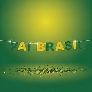 Faixa Decorativa - Vai Brasil - Verde e Amarelo com Glitter - 1,5m - 1 unidade - Cromus - Rizzo