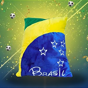 Almofada Decorativa Bandeira do Brasil - Copa do Mundo - 25x35x12cm - 1 unidade - Rizzo