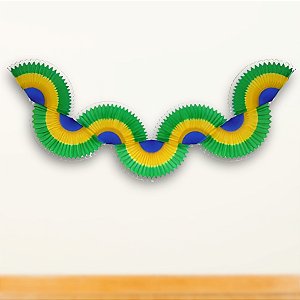 Guirlanda Margarida de Papel Seda - Bandeira do Brasil - 87cm - 1 unidade - GiroToy - Rizzo