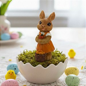 Enfeite Decorativo de Páscoa em Resina - Coelhinho Menina - 9x6x4cm - 1 unidade - Rizzo