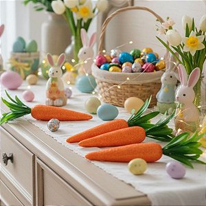 Cenouras Decorativas com Glitter - 9,5cm - 4 unidades - Rizzo