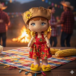 Enfeite Decorativo de Festa Junina - Capirinha Vestido Vermelho - 32cm - 1 unidade - Rizzo