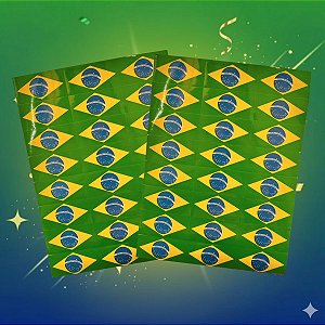 Adesivo Retangular - Bandeira do Brasil - Copa do Mundo - 3x6cm - 48 unidades - Rizzo