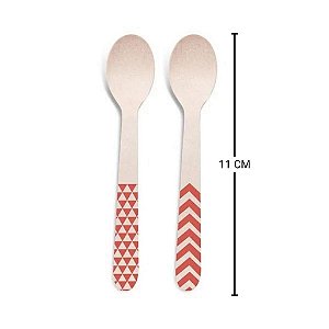 Colherzinha de Madeira Decorada Vermelho - 11cm - 8 unidades - Rizzo