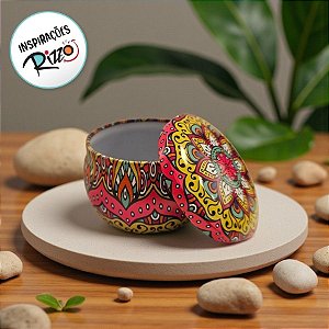 Lata De Metal Estampa De Mandala - Rosa - 7x7x4cm - 130ml - 1 unidade - Rizzo