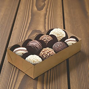 Caixa Para 8 Doces com Tampa Cristal - Kraft Lisa - 16x8x4cm - 10 unidades - Regina - Rizzo