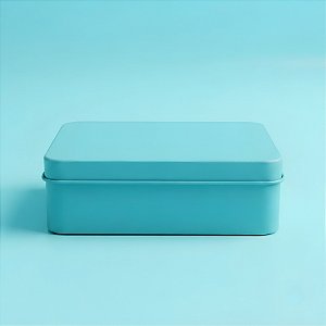 Lata de Metal Retangular - Azul - 12x9x4cm - 1 unidade - Rizzo