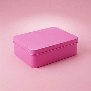 Lata de Metal Retangular - Rosa - 12x9x4cm - 1 unidade - Rizzo