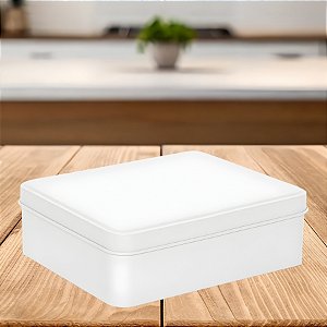 Lata de Metal Retangular - Branca - 19x12x4,5cm - 1 unidade - Rizzo