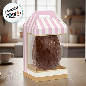 Caixa New Maleta para Ovo de 500g com Visor - Clássico Francês Rosa - 6 unidades - Cromus - Rizzo