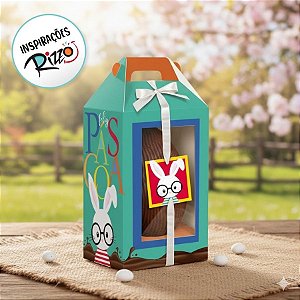 Caixa Maleta Vertical com Visor Páscoa Cores para Ovos de 500g - 6 unidades - Cromus - Rizzo