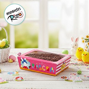 Caixa Practice para Meio Ovo de 250g - Brilho de Páscoa Rosa - 6 unidades - Cromus - Rizzo