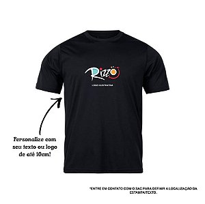 Camiseta Preta - 100% Algodão - Personalizado com Sua Frase/Logo de 10cm - 1 unidade - Rizzo