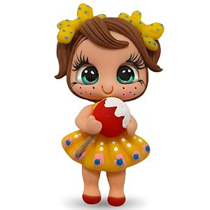 Boneca Caipira Menina em Biscuit - Saia e Laço Amarelo - 6cm - 1 unidade - Rizzo