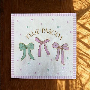 Guardanapo de Páscoa - Feliz Páscoa com Laços - 33x33cm - 20 unidades - Cromus - Rizzo