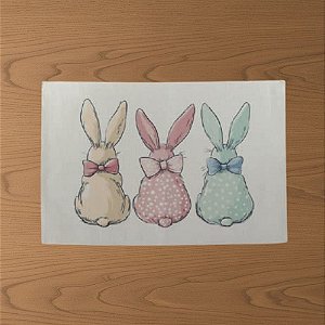 Jogo Americano Retangular de Páscoa - Coelhinhos Coloridos - 30x48cm - 4 unidades - Cromus - Rizzo