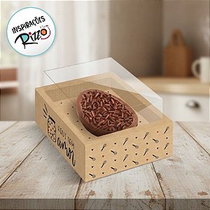 Caixa New Moldura para Meio Ovo de 350g com Colher - Kraft Doçura - 6 unidades - Cromus - Rizzo