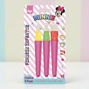 Kit Pincel Infantil - Minnie Mouse - 3 Itens - Disney Original - 1 unidade - Rizzo