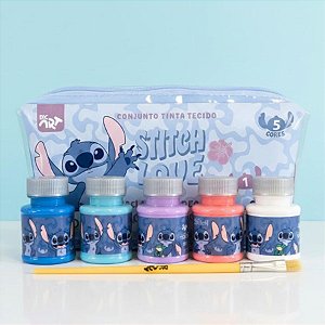 Conjunto Tinta Para Tecido - Stitch - 5 Cores - Disney Original - 1 unidade - Rizzo