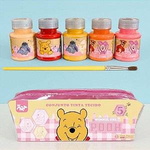 Conjunto Tinta Para Tecido - Ursinho Pooh - 5 Cores - Disney Original - 1 unidade - Rizzo