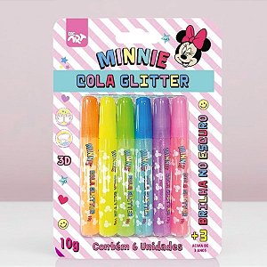 Cola Glitter Brilha No Escuro - Minnie Mouse - 6 Cores - Disney Original - 1 unidade - Rizzo