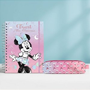 Kit Caderno Smart e Estojo - Minnie Mouse Rosa - Disney Original - 1 unidade - Rizzo