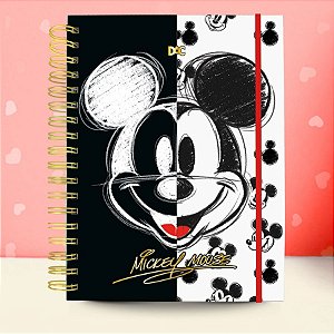 Caderno Smart Univ. Com Folhas Reposicionáveis - Mickey Mouse Preto e Branco - 10 Divisórias - 20x27cm - Disney Original