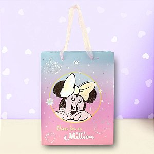 Sacola de Plástico - Minnie Mouse Rosa - 24x19x8cm - Disney Original - 1 unidade - Rizzo