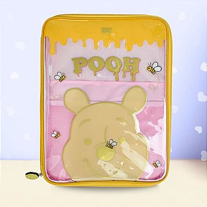 Pasta Universitária com Zíper - Ursinho Pooh Amarelo - 35x26cm - Disney Original - 1 unidade - Rizzo