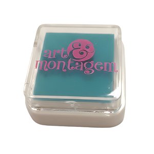 Almofada Para Carimbo em Plástico e Espuma - Carimbeira Azul - 3,5x3,5cm - 1 unidade - Art Montagem - Rizzo