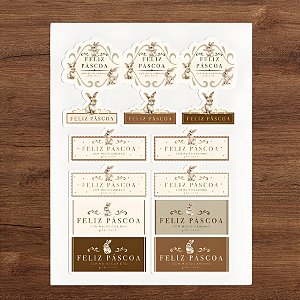 Etiqueta Adesiva de Páscoa - Classique Bunny - 8x4cm - 28 unidades - Cromus - Rizzo