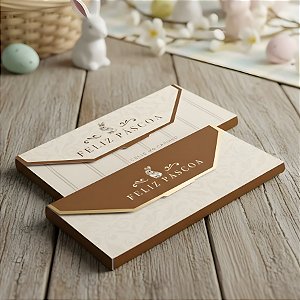 Caixa Cartinha para Barra de Chocolate de 80g - Classique Bunny Composê - 18,5x9cm - 10 unidades - Cromus - Rizzo