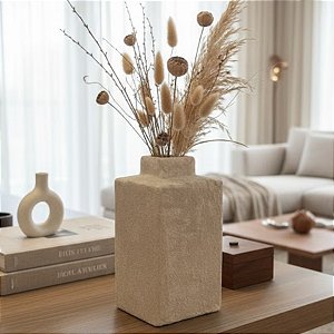Vaso Decorativo de Cerâmica - Areia - 25x19x19cm - 1 unidade - Cromus - Rizzo