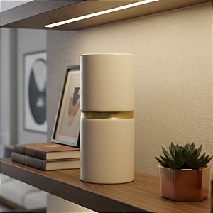Vaso Decorativo de Cerâmica - Off White e Dourado - 15,5x7x7cm - 1 unidade - Cromus - Rizzo