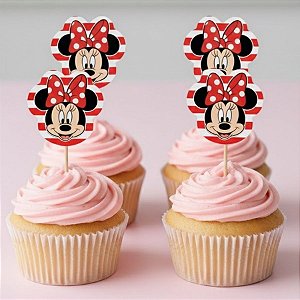 Pick Decorativo para Doces - Minnie Mouse Red - Disney Original - 12 unidades - Rizzo