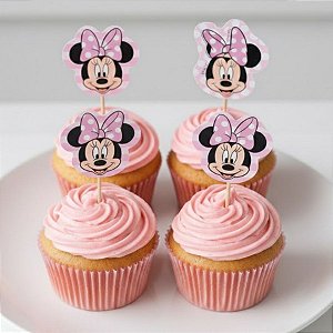 Pick Decorativo para Doces - Minnie Mouse Rosa - Disney Original - 12 unidades - Rizzo