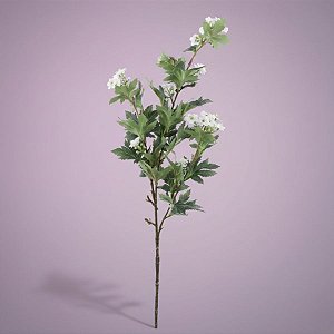 Haste Folhagem e Flores Permanente - Branco - 76cm - 1 unidade - Cromus - Rizzo