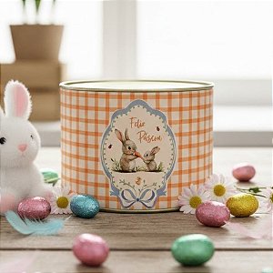 Lata Rígida Para Doces e Bombom - Lovely Garden Laranja - 10x7cm - 1 unidade - Cromus - Rizzo