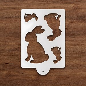 Stencil de Páscoa -  Coelhos - 15x20cm - 1 unidade - Cromus - Rizzo