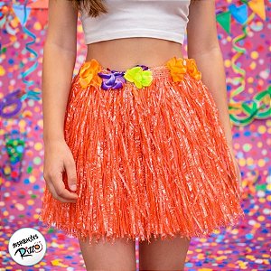 Saia Havaiana - Adereço de Carnaval  - Laranja - 30cm - Mod:466 - 01 unidade - Rizzo
