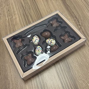 Caixa Coelho Páscoa - 10 Cavidades - Kraft - 16x23cm - 5 unidades - Rizzo