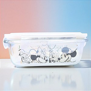 Pote de Vidro Hermético Retângular - Mickey Mouse - 370ml - Disney Original - 1 unidade - Rizzo