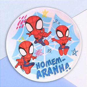 Prato Raso de Melamine - Homem Aranha - 20cm - Disney Original - 1 unidade - Rizzo