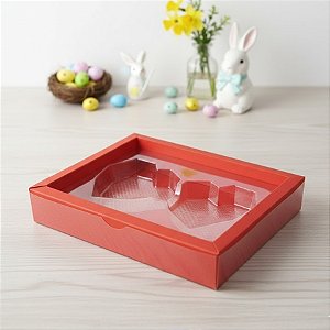 Caixa Coração Diamantado - 2 Cavidade - Vermelho - 17x12,5x3cm - 5 unidades - Crystal - Rizzo