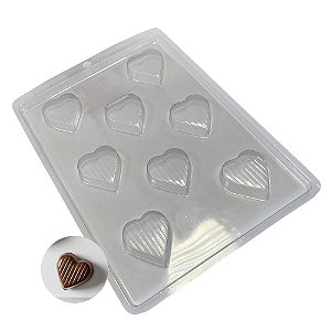 Forma de Acetato Simples - Coração Listrado Pequeno - Ref.751 - 1 unidade - Crystal Forming - Rizzo