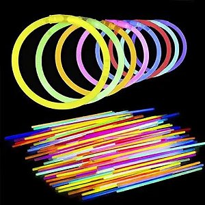 Pulseiras Neon em Tubo - Cores Sortidas - 50 unidades - Rizzo