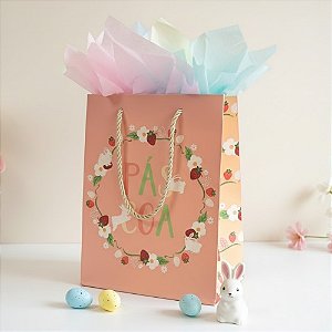 Sacola de Papel Premium de Páscoa - Morango Pop Rosa - 23x18x10cm - 1 unidade - FlorArte - Rizzo
